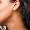 Solid Sterling Silver CZ Milgrain Hoop Earrings