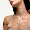 Crucifix with Leaf Tips Charm in 10K Solid Two-Tone Gold
