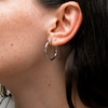 25mm Triple Diamond-Cut Hoop Earrings in 10K White Gold