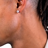 Solid Sterling Silver 7mm Princess and Round CZ Two Pair Earrings Set