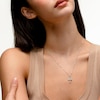 Solid Sterling Silver CZ Ornate Cross Dangle Necklace Charm