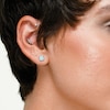 10K Solid Gold 5mm Princess-Cut Blue Simulated Opal Solitaire Studs