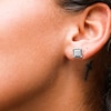 Solid Sterling Silver Black and White CZ Frame Square Composite Studs