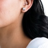 Cubic Zirconia Square Composite Stud Earrings in Solid Sterling Silver