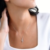 Solid Sterling Silver CZ Looping Ribbon Cross Pendant - 18"
