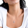 Solid Sterling Silver CZ Graduated Double Heart Outline Drop Pendant - 18"