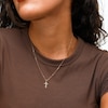 Cubic Zirconia Petite Crucifix Necklace Charm in 10K Hollow Gold