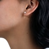Simulated Pearl and Cubic Zirconia Three Pair Stud Earrings Set in Sterling Silver