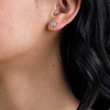 Cubic Zirconia Beaded Square Composite Stud Earrings in Sterling Silver