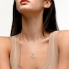 Cubic Zirconia Big and Little Heart Necklace Charm in Sterling Silver