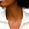 Simulated Opal Dainty Necklace in Semi-Solid Sterling Silver - 16" + 2"