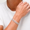 Solid Sterling Silver CZ Baguette and Round Curb Chain Link Bracelet - 8.75"