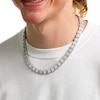 Solid Sterling Silver CZ Composite Rectangle Frame Necklace - 19.5"