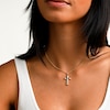 10K Hollow Gold Cross Tri-Tone Necklace Charm