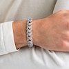 Solid Sterling Silver CZ Baguette and Round Curb-Style Chain Link Bracelet - 8.75"