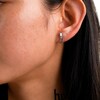 Sterling Silver Simulated Opal and CZ Oval Link Studs