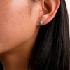 Sterling Silver Synthetic Opal and CZ Heart Studs