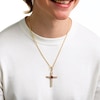 14K Gold Plated 1/6 CT. T.W. Diamond and Lab-Created Ruby Cross Charm