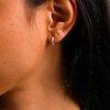 10K Solid Gold Simulated Opal Huggies