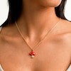 14K Gold Plate 1/20 CT. T.W. Diamond Red Ceramic Mushroom Charm