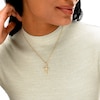 14K Solid Gold Diamond-Cut Swirl Cross Charm