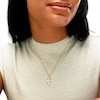 14K Solid Gold CZ Graduated Stone Cross Charm
