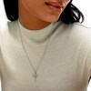 10K Solid White Gold CZ Cross with Heart Charm