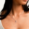 10K Solid White Gold CZ Half-Stone Heart Necklace Charm