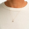 10K Semi-Solid Gold CZ Champagne Halo Necklace