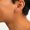 10K Solid Gold CZ Pink Double Heart Studs