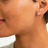 14K Gold Pink CZ Heart Studs