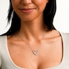 ​​​Solid ​​​​Sterling Silver CZ Open Heart Pendant Necklace - 16" + 2"