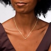 10K Hollow Gold CZ Bezel Set Thin Curb Chain - 18"
