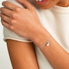 Sterling Silver CZ Bead Chain Heart Charm Bracelet