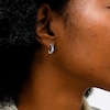 10K Gold CZ Blue Ombre Baguette Huggie Hoops