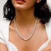 ​​​​​​​Sterling Silver CZ Round Graduated Stone Necklace