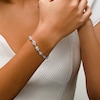Solid Sterling Silver Multi-Shape CZ Framed Chain Link Bracelet - 7.25"