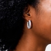 Sterling Silver CZ Alternating Baguette Cut Hoops