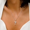 14K Hollow White Gold Crucifix Necklace Charm