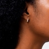 10K Solid Gold CZ Puff Heart Huggie Hoops