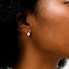 10K Solid White Gold CZ Star Huggie Hoops