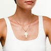 14K Solid Gold Padre Nuestro Cross Necklace Charm