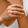 ​​​​​​​Sterling Silver Black and Clear CZ Double Row Band Ring - Size 7