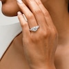 Sterling Silver CZ Round Center with Marquise Sides Ring - Size 7