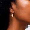 10K Solid Gold Crucifix Huggie Hoops