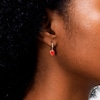 10K Solid Gold Red Enamel Heart Huggie Hoops