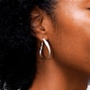 10K Hollow Gold Glitter Enamel Wave Hoops