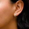 18K Plated Gold Diamond Accent Three Hoop Curb Chain Huggies