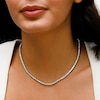 Solid Sterling Silver 3mm CZ Tennis Necklace - 17"