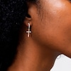 ​​​​​​​10K Solid Gold CZ Dagger Dangle Huggie Hoops